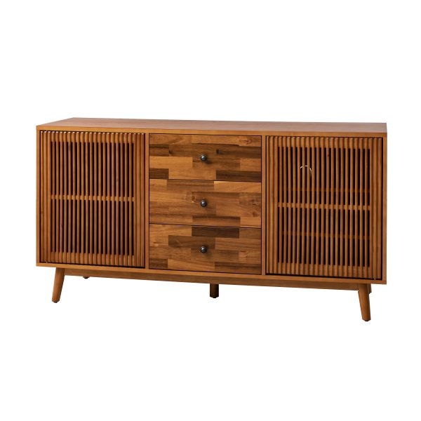 Julius Acorn Mid Century Modern 3 Drawer 58 Inch Sideboard 1
