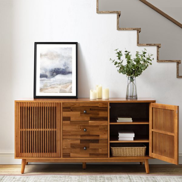 Julius Acorn Mid Century Modern 3 Drawer 58 Inch Sideboard 2