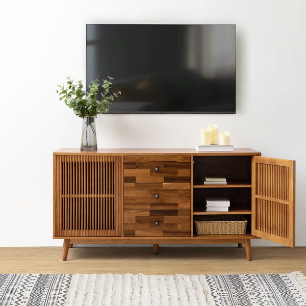 Julius Acorn Mid Century Modern 3 Drawer 58 Inch Sideboard 3