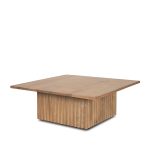 June Light Brown Wood w/ Fluting Square Coffee Table