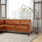 Cognac Leather Sectional Sofa with Deep Seat and High Legs 9 Cognac Leather Sectional Sofa with Deep Seat and High Legs