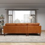 Cognac Leather Sectional Sofa with Deep Seat and High Legs 10 Cognac Leather Sectional Sofa with Deep Seat and High Legs