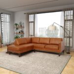 Cognac Leather Sectional Sofa with Deep Seat and High Legs 8 Cognac Leather Sectional Sofa with Deep Seat and High Legs