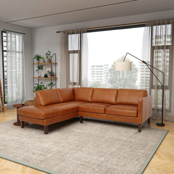JunoSectionalLeftWaxyCognacLeatherSofa 3