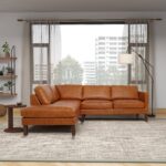 Cognac Leather Sectional Sofa with Deep Seat and High Legs 7 Cognac Leather Sectional Sofa with Deep Seat and High Legs