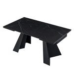 Justus Black Faux Marble Extendable Modern Dining Table