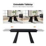 Justus Black Faux Marble Extendable Modern Dining Table
