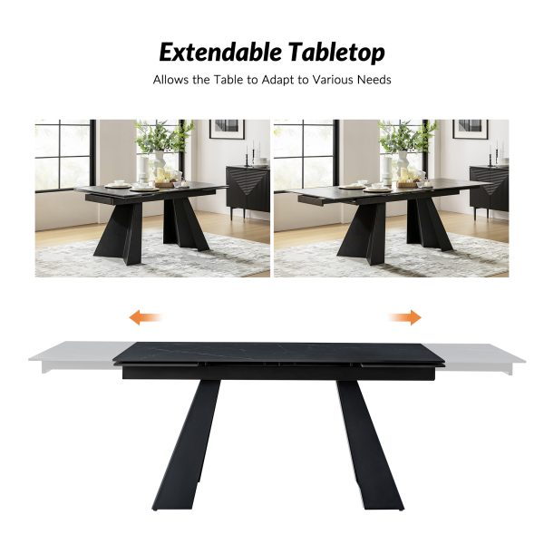 Justus Black Faux Marble Extendable Modern Dining Table 2