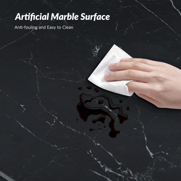 Justus Black Faux Marble Extendable Modern Dining Table 4