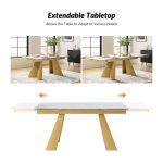 Justus White Faux Marble Extendable Modern Dining Table