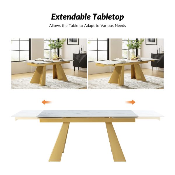 Justus White Faux Marble Extendable Modern Dining Table 2