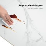 Justus White Faux Marble Extendable Modern Dining Table