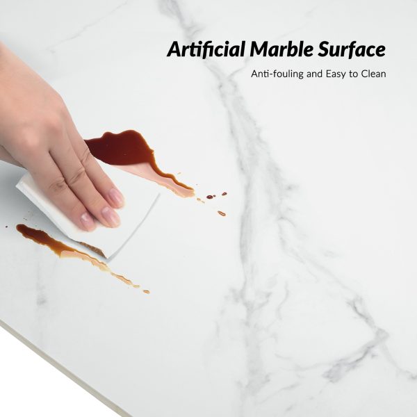 Justus White Faux Marble Extendable Modern Dining Table 4