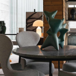 KAII Black Marble Dining Table with Iron Legs