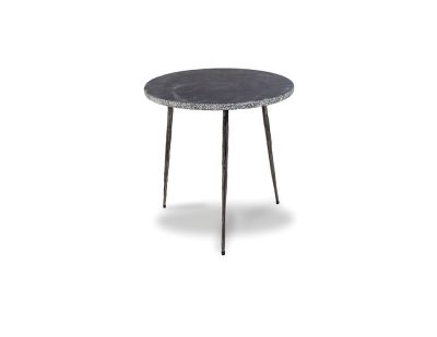 KAII Black Marble Hammered Edge Medium End Table