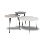 KAII Grey Marble Hammered Edge Medium End Table