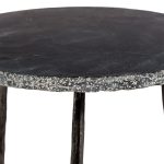 KAII Low Black Marble End Table with Hammered Edge