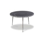 KAII Low Black Marble End Table with Hammered Edge