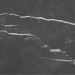 KAII Low Black Marble End Table with Hammered Edge