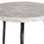 KAII Low Grey Marble End Table with Hammered Edge