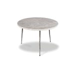 KAII Low Grey Marble End Table with Hammered Edge