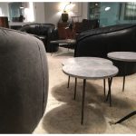KAII Low Grey Marble End Table with Hammered Edge