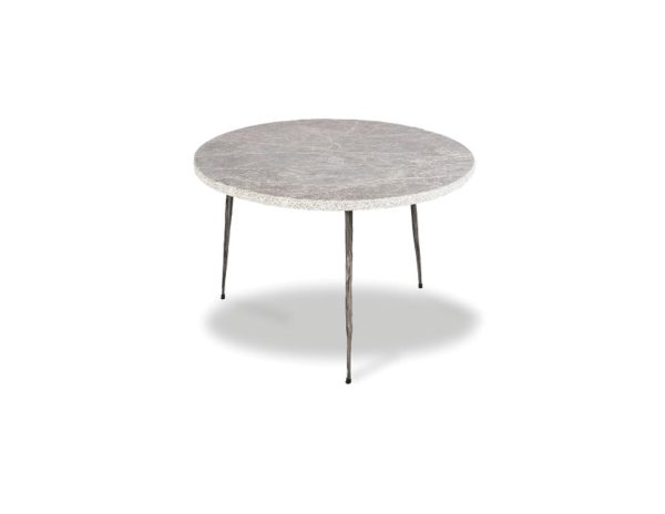 KAII Low Grey Marble End Table with Hammered Edge