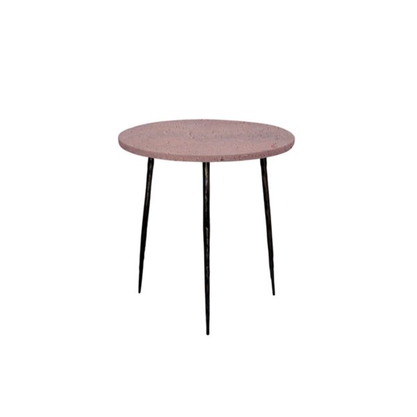 KAII Medium Red Sandstone Marble Hammered Edge End Table