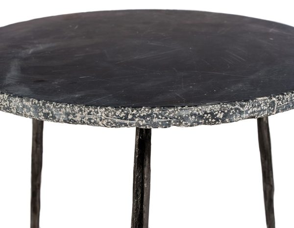 KAII Tall Black Marble Hammered Edge End Table 1