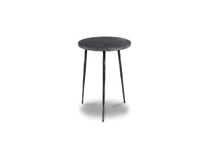 KAII Tall Black Marble Hammered Edge End Table