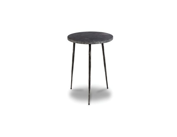KAII Tall Black Marble Hammered Edge End Table