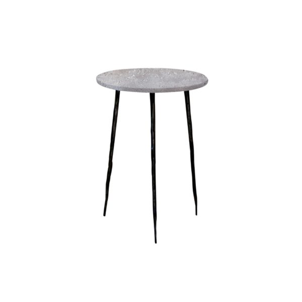 KAII Tall Grey Sandstone Marble Hammered Edge End Table