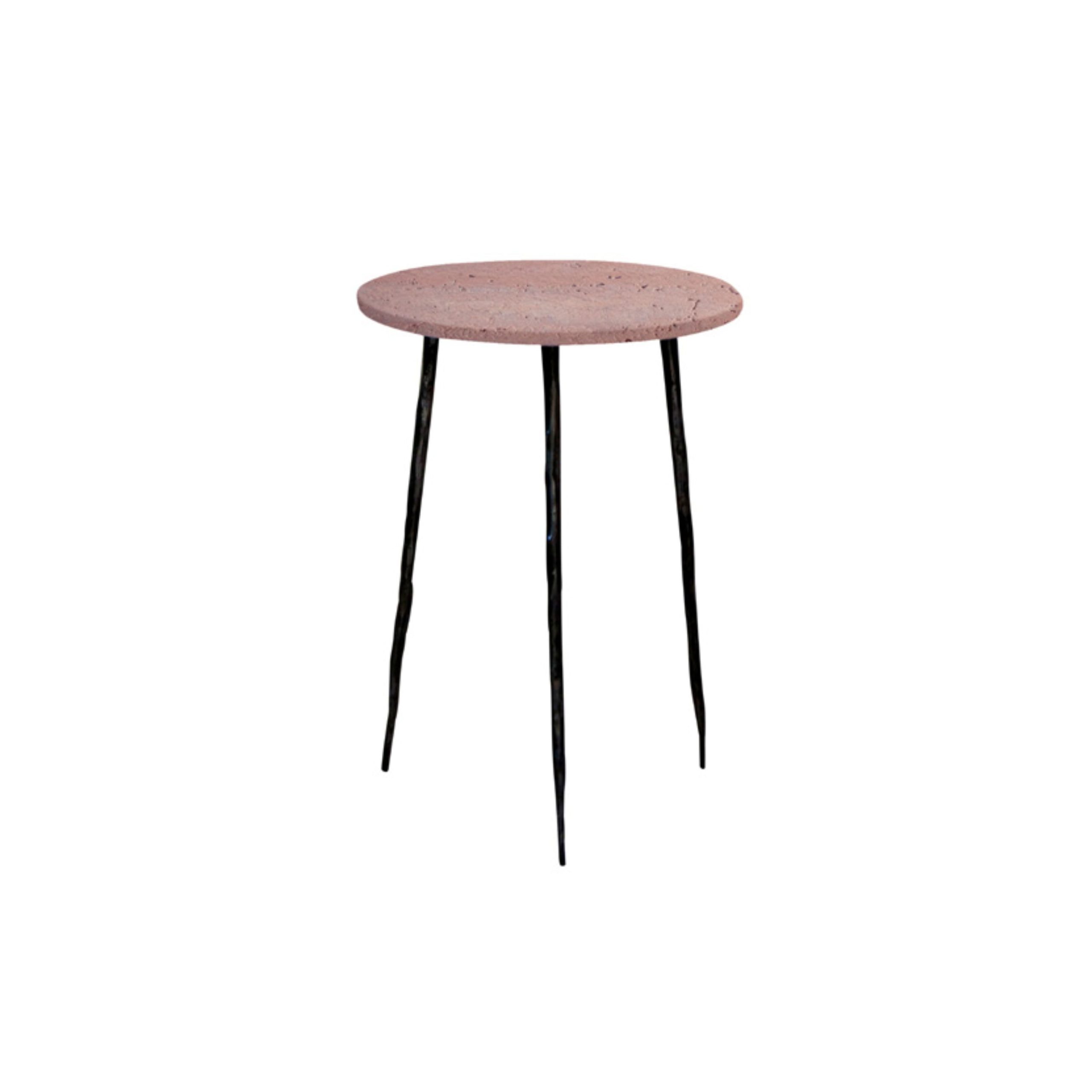 KAII Tall Red Marble End Table Hammered Edge Black Legs 1 KAII Tall Red Marble End Table Hammered Edge Black Legs