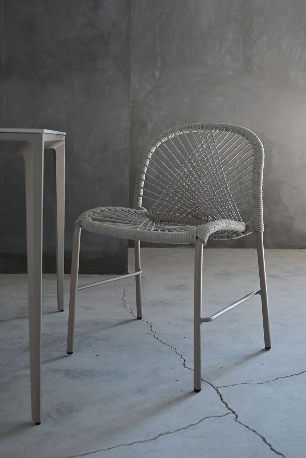 KAMARI Taupe Stackable Indoor Outdoor Dining Chairs 4 2