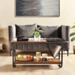 Modern 2-Tier Coffee Table with Magazine Holder in Brown Wood