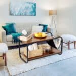 Modern 2-Tier Coffee Table with Magazine Holder in Brown Wood