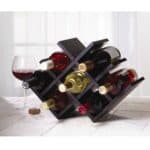 Modern Dark Brown Wood Wine Rack Holds 8 Bottles