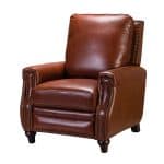 Amil Brown Genuine Leather Mid-Century Modern Nailhead Trim Recliner 7 Amil Brown Genuine Leather Mid-Century Modern Nailhead Trim Recliner