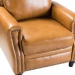 Amil Camel Genuine Leather Mid-Century Modern Nailhead Trim Recliner 10 Amil Camel Genuine Leather Mid-Century Modern Nailhead Trim Recliner