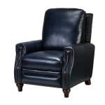 Amil Navy Genuine Leather Mid-Century Modern Nailhead Trim Recliner 7 Amil Navy Genuine Leather Mid-Century Modern Nailhead Trim Recliner
