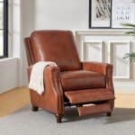 Amil Saddle Leather Mid-Century Modern Nailhead Trim Recliner 6 Amil Saddle Leather Mid-Century Modern Nailhead Trim Recliner