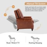 Amil Saddle Leather Mid-Century Modern Nailhead Trim Recliner 7 Amil Saddle Leather Mid-Century Modern Nailhead Trim Recliner