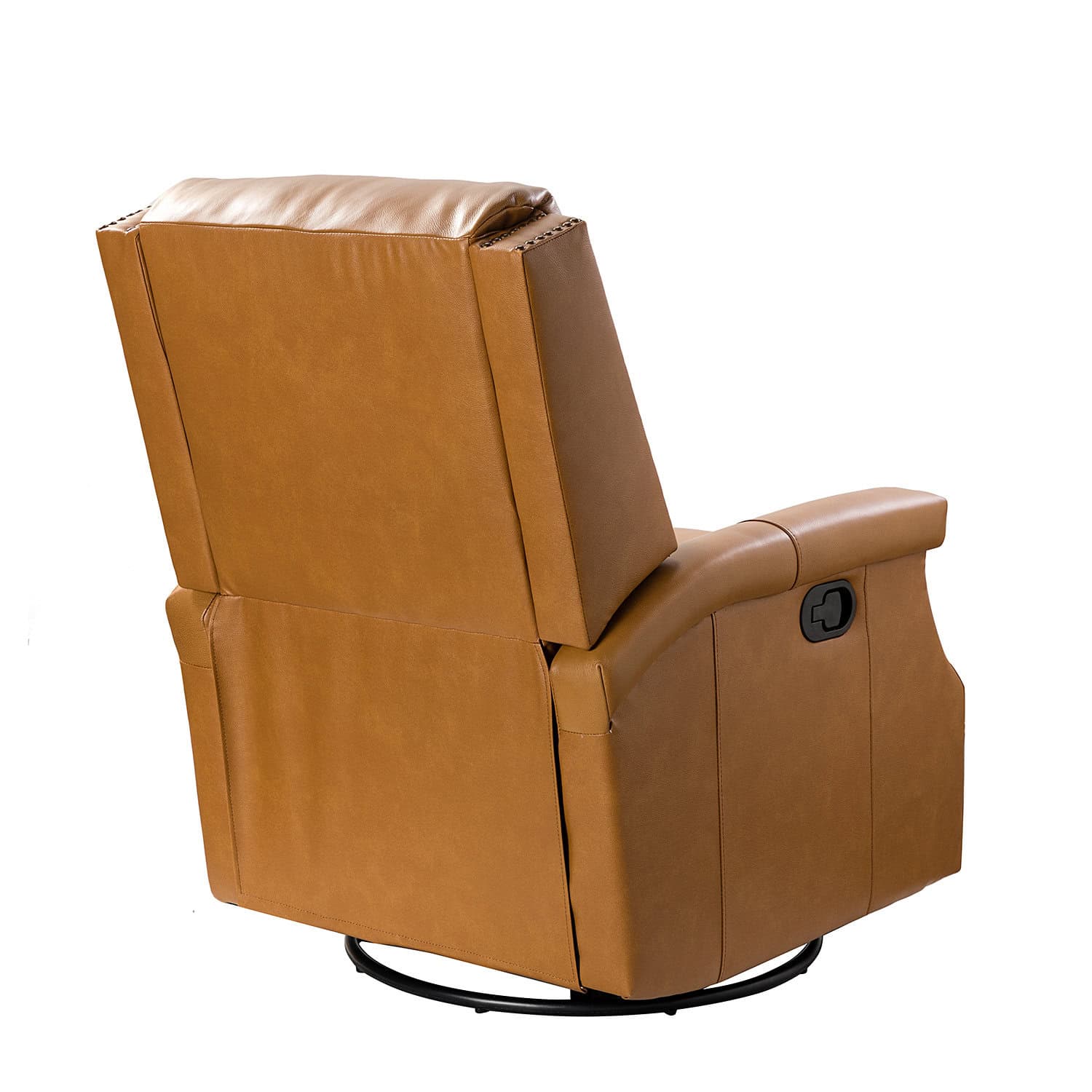 Louise Camel Leather Nailhead Swivel Rocker Recliner 3 Louise Camel Leather Nailhead Swivel Rocker Recliner - Image 3