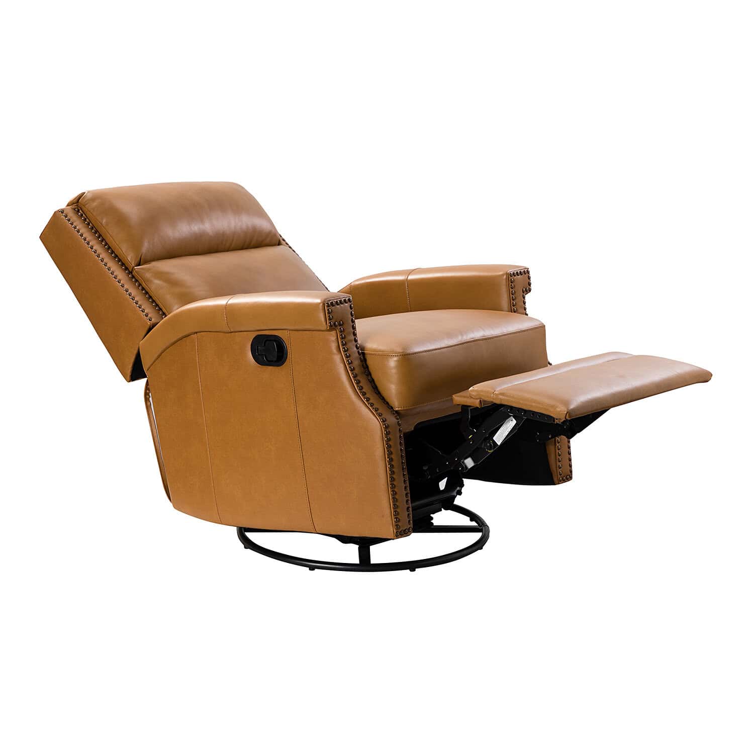 Louise Camel Leather Nailhead Swivel Rocker Recliner 5 Louise Camel Leather Nailhead Swivel Rocker Recliner - Image 5