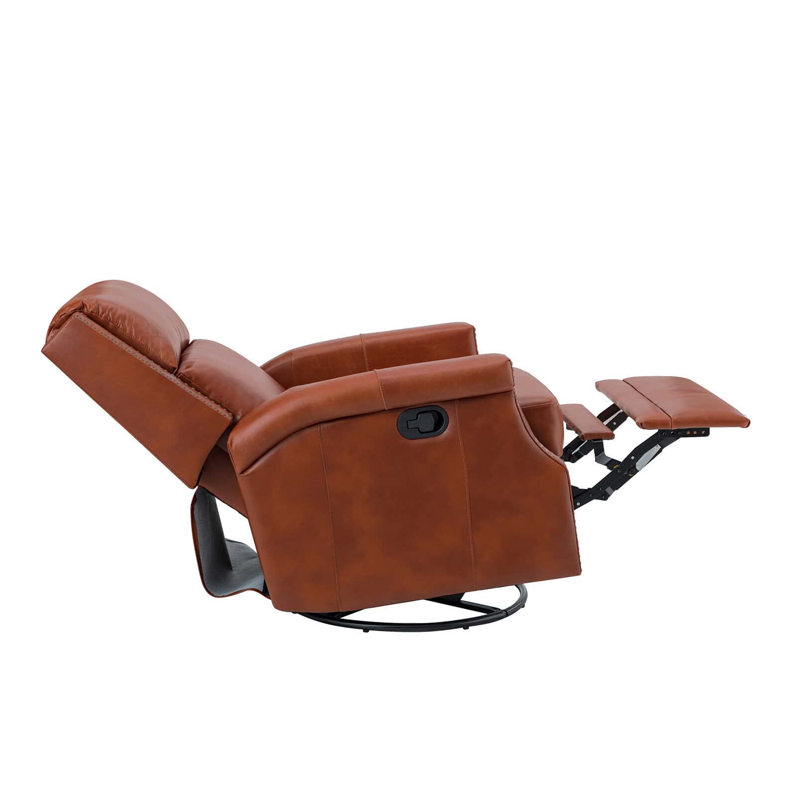 Louise Saddle Genuine Leather Swivel Rocker Recliner Nailhead Trim 4 Louise Saddle Genuine Leather Swivel Rocker Recliner Nailhead Trim - Image 4