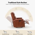 Louise Saddle Genuine Leather Swivel Rocker Recliner Nailhead Trim 10 Louise Saddle Genuine Leather Swivel Rocker Recliner Nailhead Trim