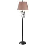 Bronze Floor Lamp with Gold Tapered Shade and Vine Design
