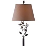 Bronze Floor Lamp with Gold Tapered Shade and Vine Design