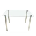 Modern 47x27 Glass Top Dining Table with Steel Frame 5 Modern 47x27 Glass Top Dining Table with Steel Frame