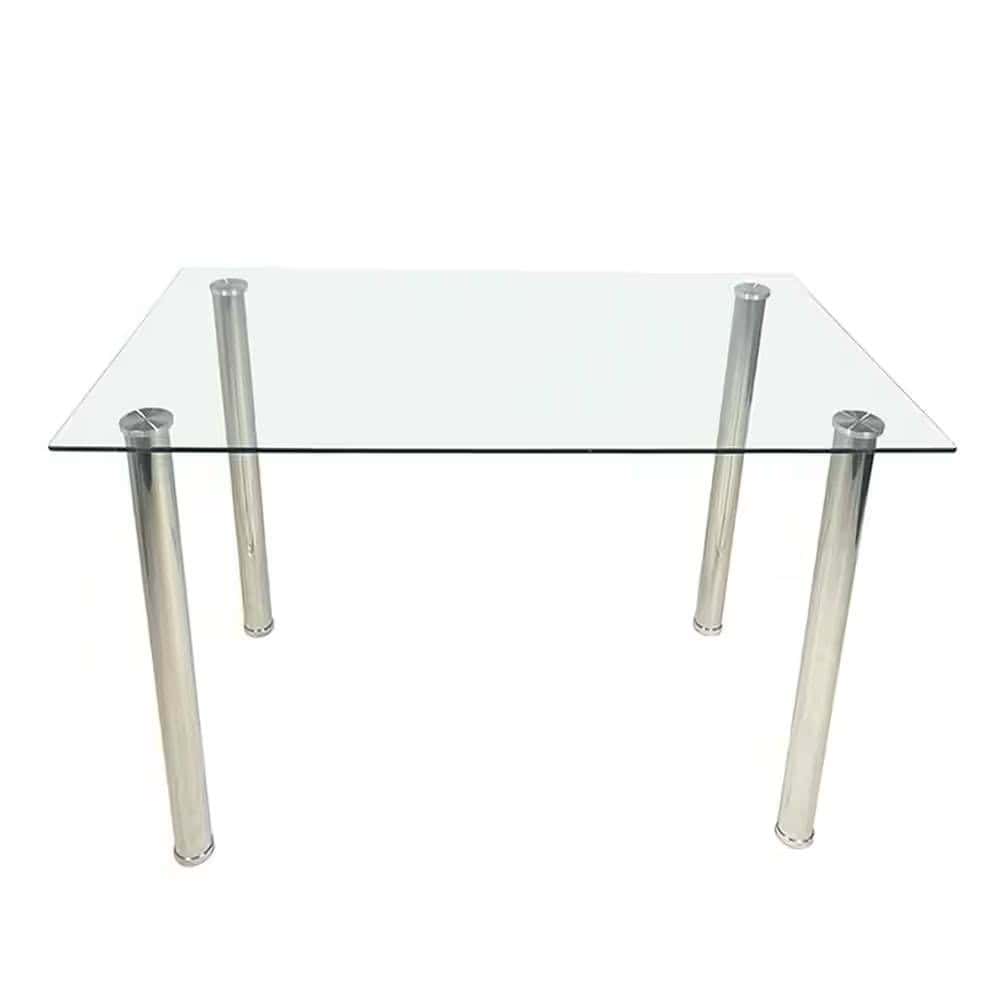 Modern 47x27 Glass Top Dining Table with Steel Frame 1 Modern 47x27 Glass Top Dining Table with Steel Frame
